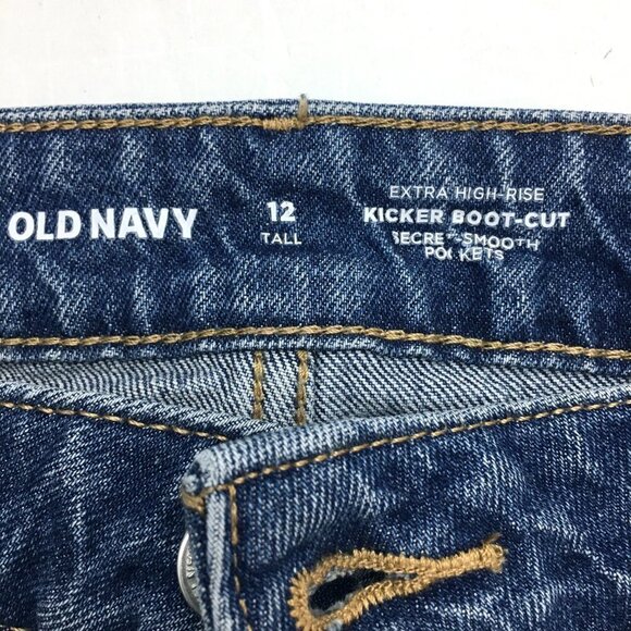 Old Navy Women's Jeans Extra High Rise Kicker Boot Cut Button Fly 12 length 31" - Picture 3 of 12